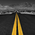 long desert road black and white