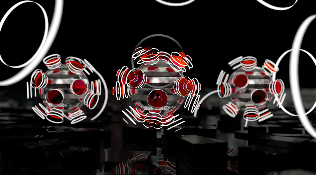 focused spheres red