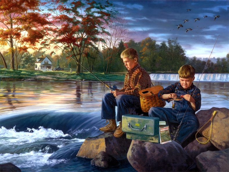 Charles Freitag Fishing Friends Painting Artwork.jpg