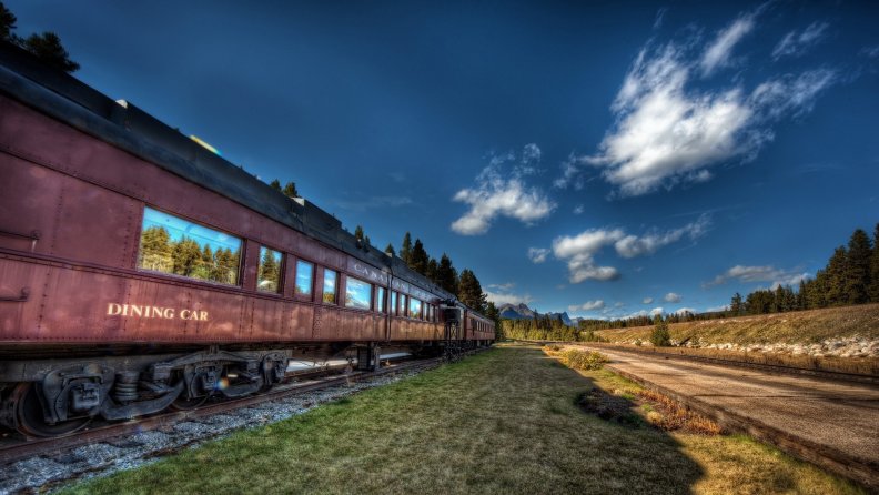 old train in canadian high country hdr