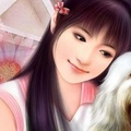 chinese girl with dog