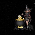 Halloween Witch and Cauldron