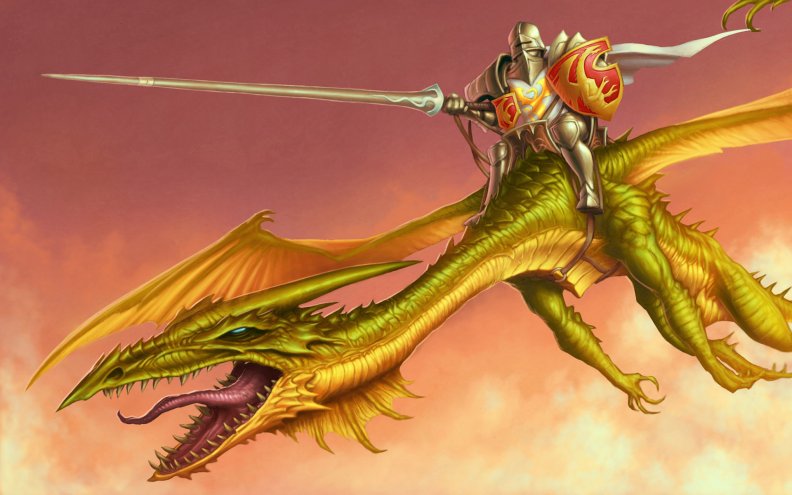 knight on flying dragon