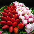 Flowers and strawberries