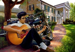 Elvis playing the guitar