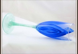Fluted tulip glass _ blue