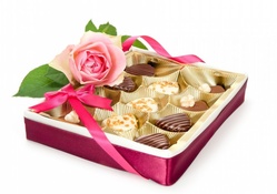 Pink Rose and Box of Chocolates