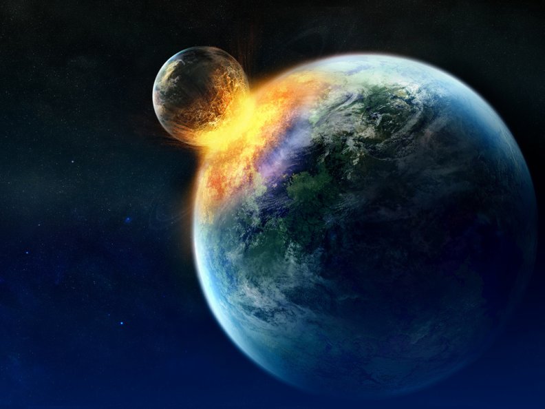 earth and moon collision