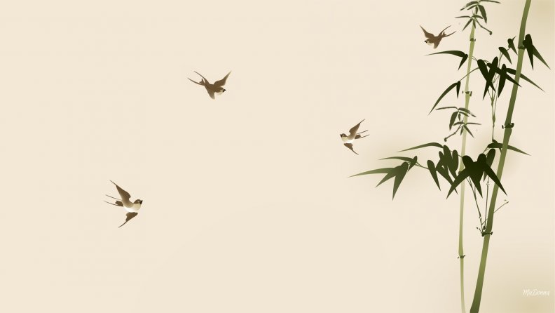 Asian Bamboo and Birds