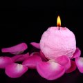 Pink Candle and Rose Petals