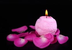 Pink Candle and Rose Petals