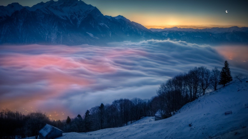 Mountain in the Clouds and Fog