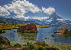 alpine lake in summer hdr