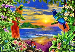 Birds of paradise in a Paradise Beach