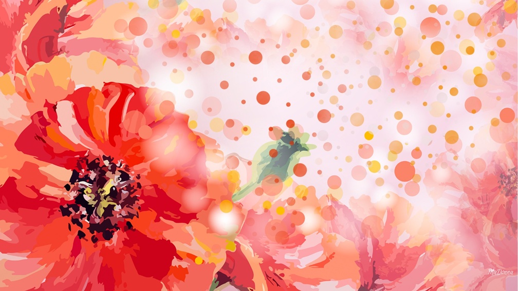 Watercolor Poppies and Spots
