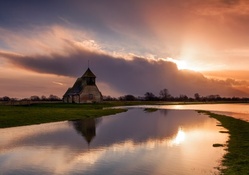 Lonely Lovely Church at Sunset