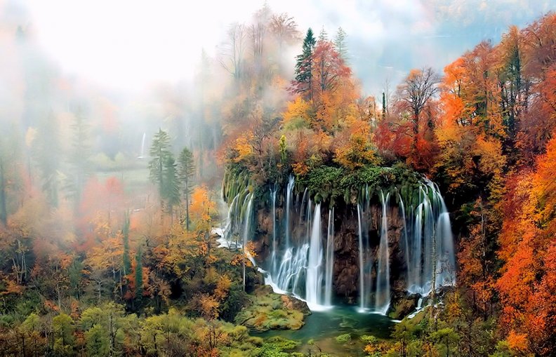 Autumn Morning At Waterfalls