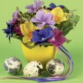 Flowers and easter eggs