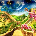 Great wall of china in spring