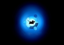 Blue Ubuntu Logo with Running Mouse