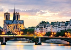 notre dame cathedral above the seine river in paris