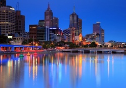 Melbourne, Australia Night Cityscape