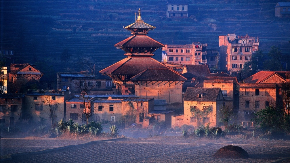temple in a napalese at dawn