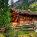 wonderful wooden mountain cabin in summer hdr
