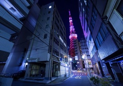 tokyo tower from a side street
