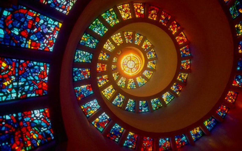 Spiral Stained Glass Ceiling