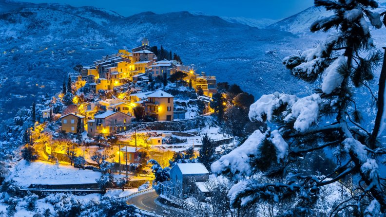 marvelous hilltop village in winter