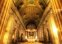 majestic golden alter in a cathedral hdr