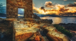 fantastic sunset sky over ruins in the virgin islands hdr