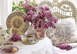 morning tea with lilacs