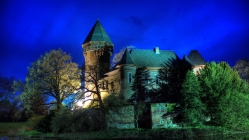 beautiful castle in krefeld in germany at night