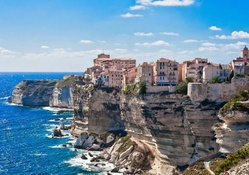 town on sea cliffs on the island of corsica