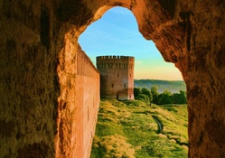fortress wall through a portal