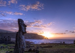 wondrous moai figures on easter island