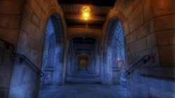 beautiful grand hallway leading outdoors hdr