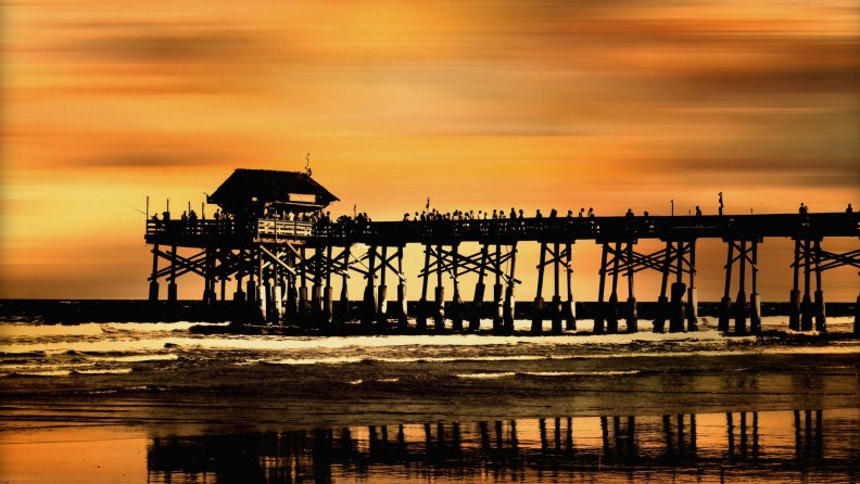 lovely fishing pier at sunset