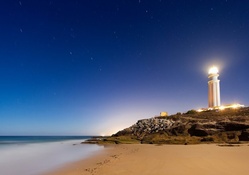 bright lighthouse at night