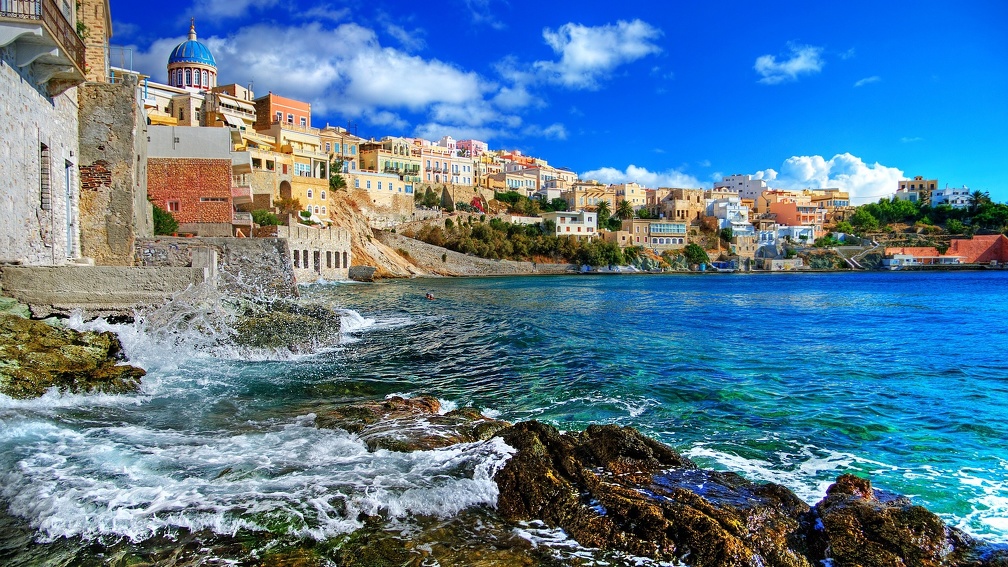 wonderful colorful town on syros island greece