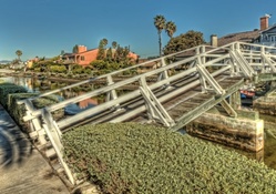 bridges on canal in venice california hdr
