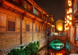 the canals of lijiang at night  hdr
