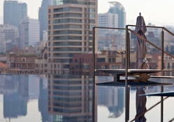 infinity pool on a city roof