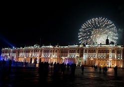 fireworks over winter palace in st. petersburg