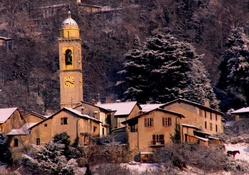 bell tower in a mountain village