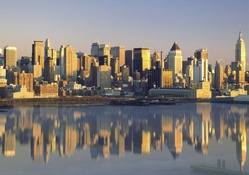 manhattan reflected in the east river