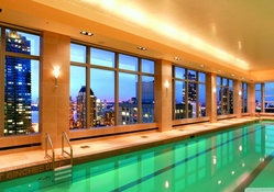 indoor swimming pool with a view