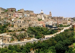 mountain town of ragusa in sicily